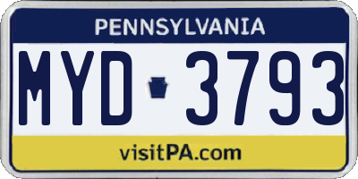 PA license plate MYD3793