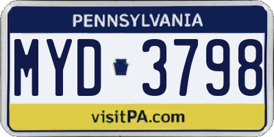 PA license plate MYD3798