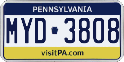 PA license plate MYD3808