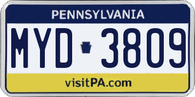 PA license plate MYD3809