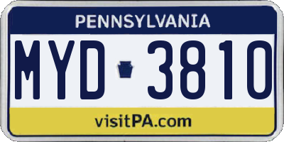 PA license plate MYD3810