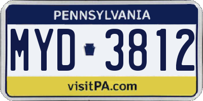 PA license plate MYD3812