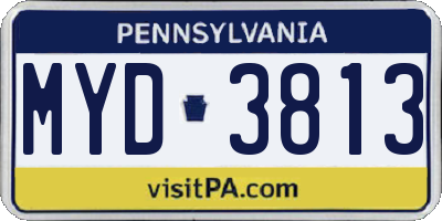 PA license plate MYD3813