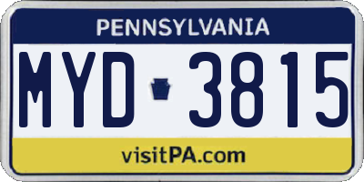 PA license plate MYD3815