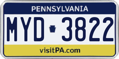 PA license plate MYD3822
