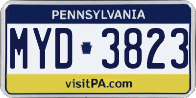 PA license plate MYD3823