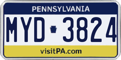 PA license plate MYD3824