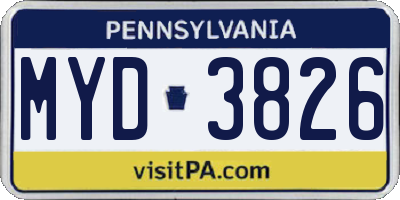 PA license plate MYD3826
