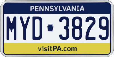 PA license plate MYD3829