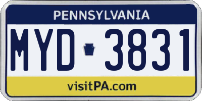 PA license plate MYD3831