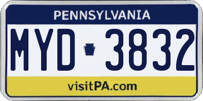 PA license plate MYD3832