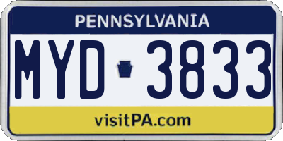 PA license plate MYD3833