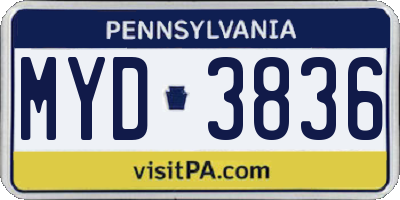 PA license plate MYD3836