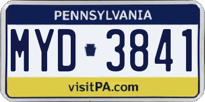 PA license plate MYD3841