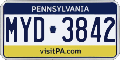 PA license plate MYD3842