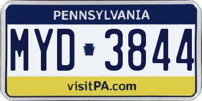 PA license plate MYD3844