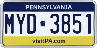 PA license plate MYD3851