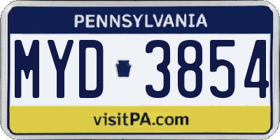 PA license plate MYD3854