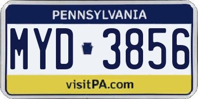 PA license plate MYD3856