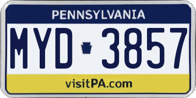 PA license plate MYD3857
