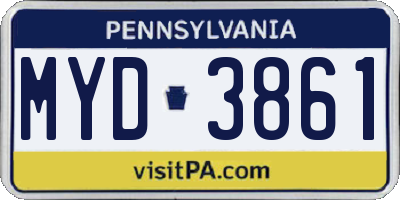 PA license plate MYD3861