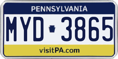 PA license plate MYD3865