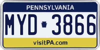 PA license plate MYD3866