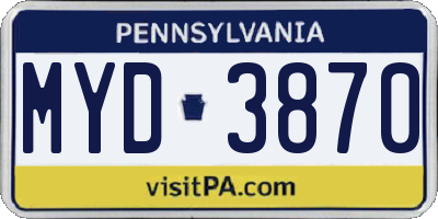 PA license plate MYD3870