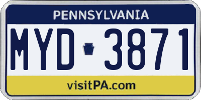 PA license plate MYD3871