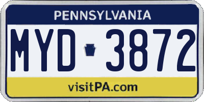 PA license plate MYD3872