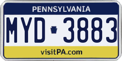 PA license plate MYD3883