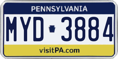 PA license plate MYD3884