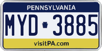 PA license plate MYD3885