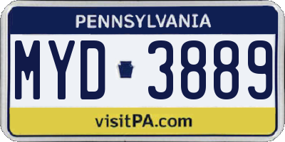 PA license plate MYD3889
