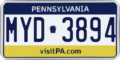 PA license plate MYD3894