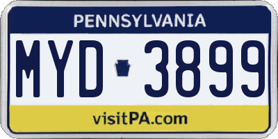 PA license plate MYD3899