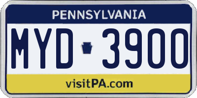 PA license plate MYD3900
