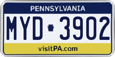 PA license plate MYD3902