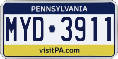 PA license plate MYD3911