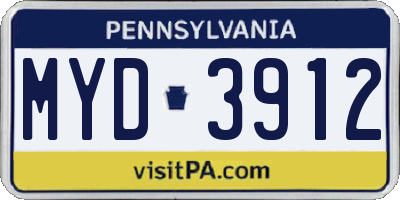 PA license plate MYD3912