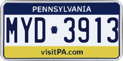 PA license plate MYD3913