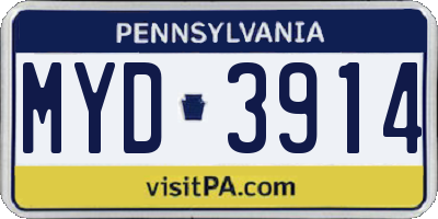 PA license plate MYD3914