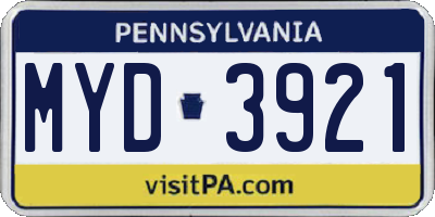 PA license plate MYD3921