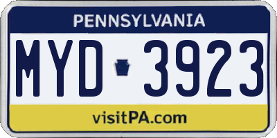 PA license plate MYD3923