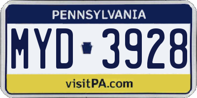 PA license plate MYD3928