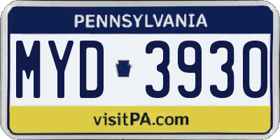 PA license plate MYD3930