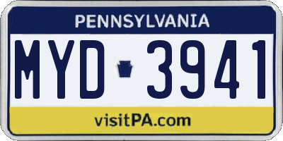 PA license plate MYD3941
