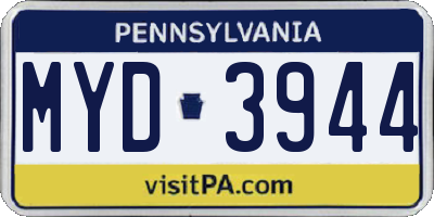 PA license plate MYD3944
