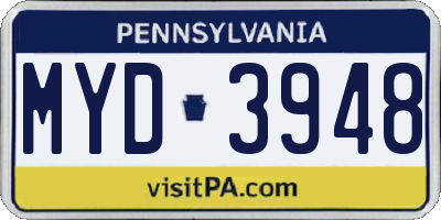 PA license plate MYD3948
