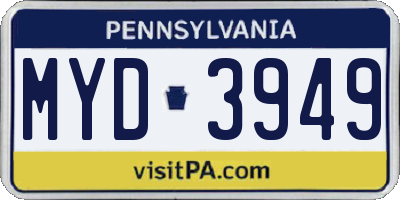 PA license plate MYD3949
